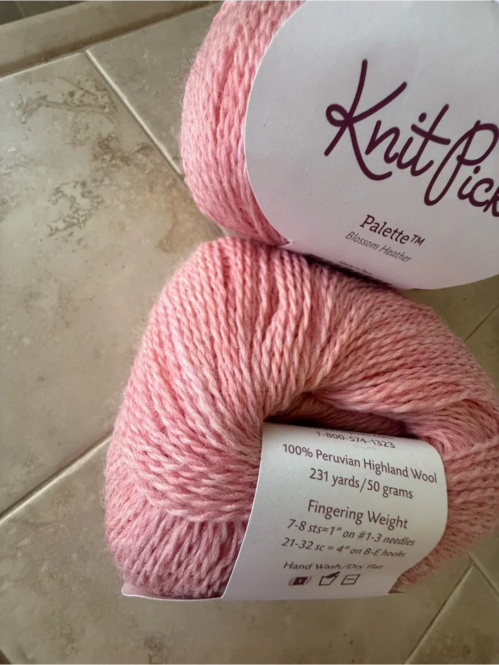 Knit Picks Palette Blossom Heather Pink Fingering Weight Wool Yarn